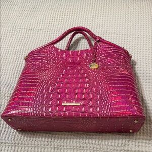 Brahmin Pink Croc-Embossed Shoulder Bag